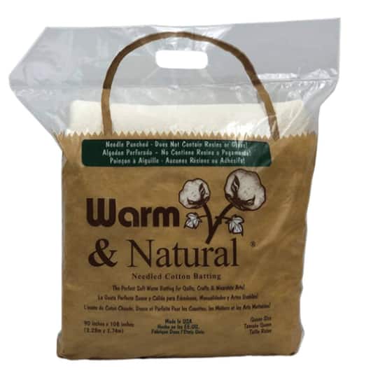 Michaels, Warm & Natural® 90" x 108" Pre-Cut Queen Cotton Batting – Category: Batting